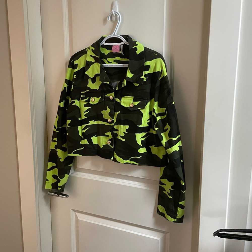 C 98 Camouflage Green Cropped Blazer Jacket Y2K 90’s The Bay NWOTs